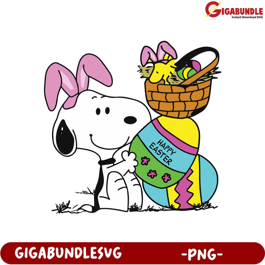 Happy Easter PNG Graphic Featuring Adorable Bunny Dog Design