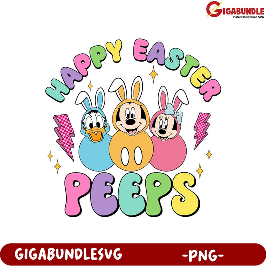 Happy Easter Peeps PNG Graphic - Fun Cartoon Characters Design