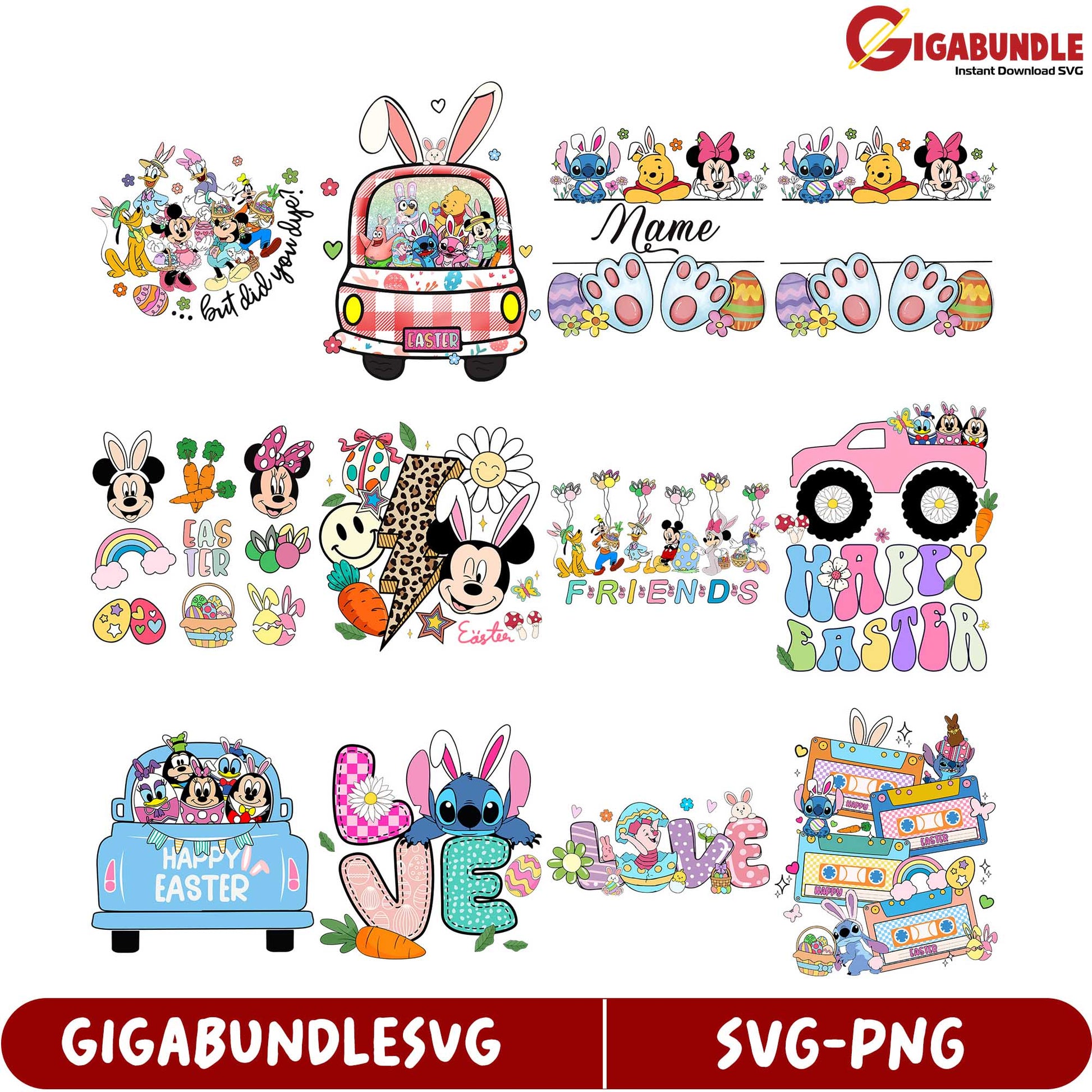 Happy Easter SVG Bundle  Cute Characters & Designs for Crafts