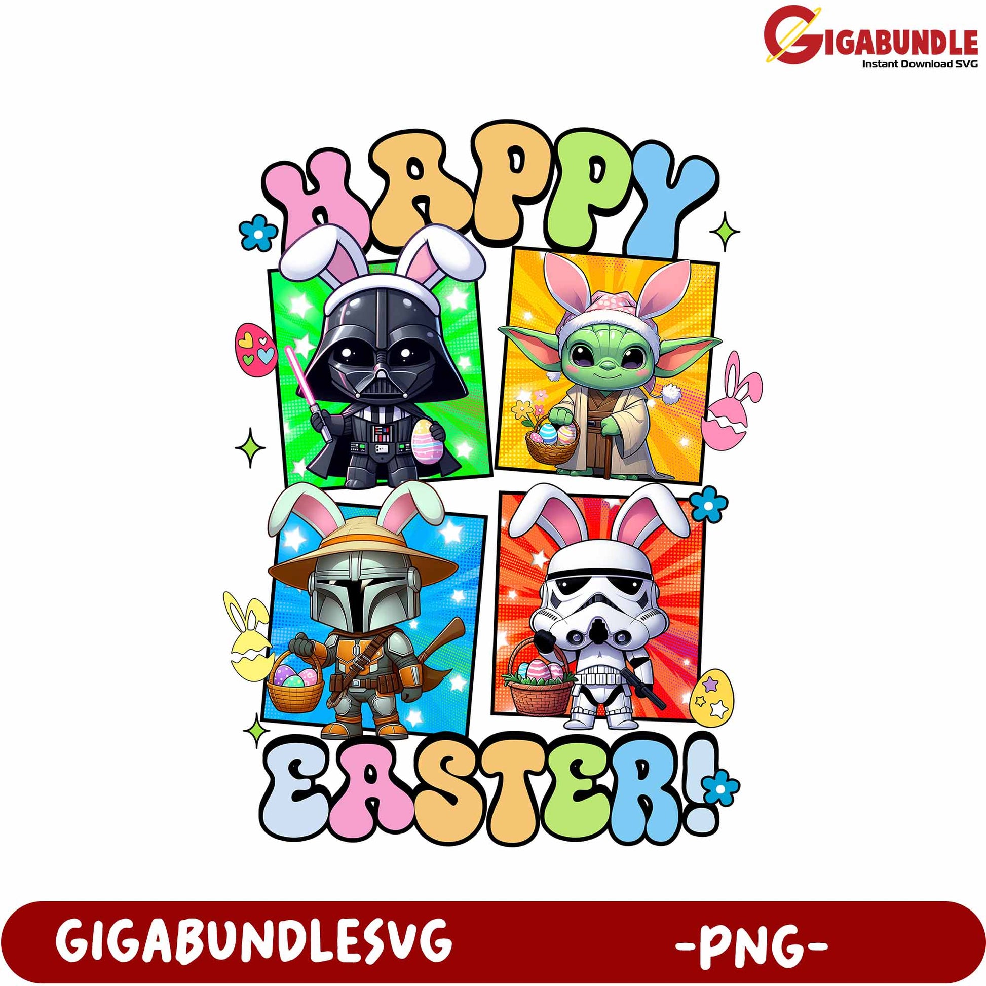 Happy Easter Star Wars Characters Cute PNG Design Collection