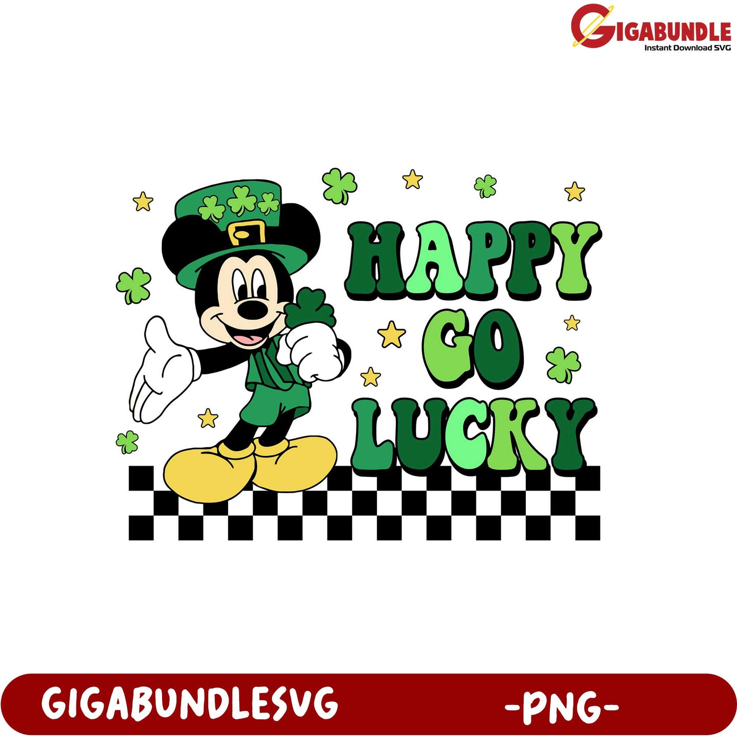 Happy Go Lucky Mickey Mouse PNG for St. Patrick's Day Decor