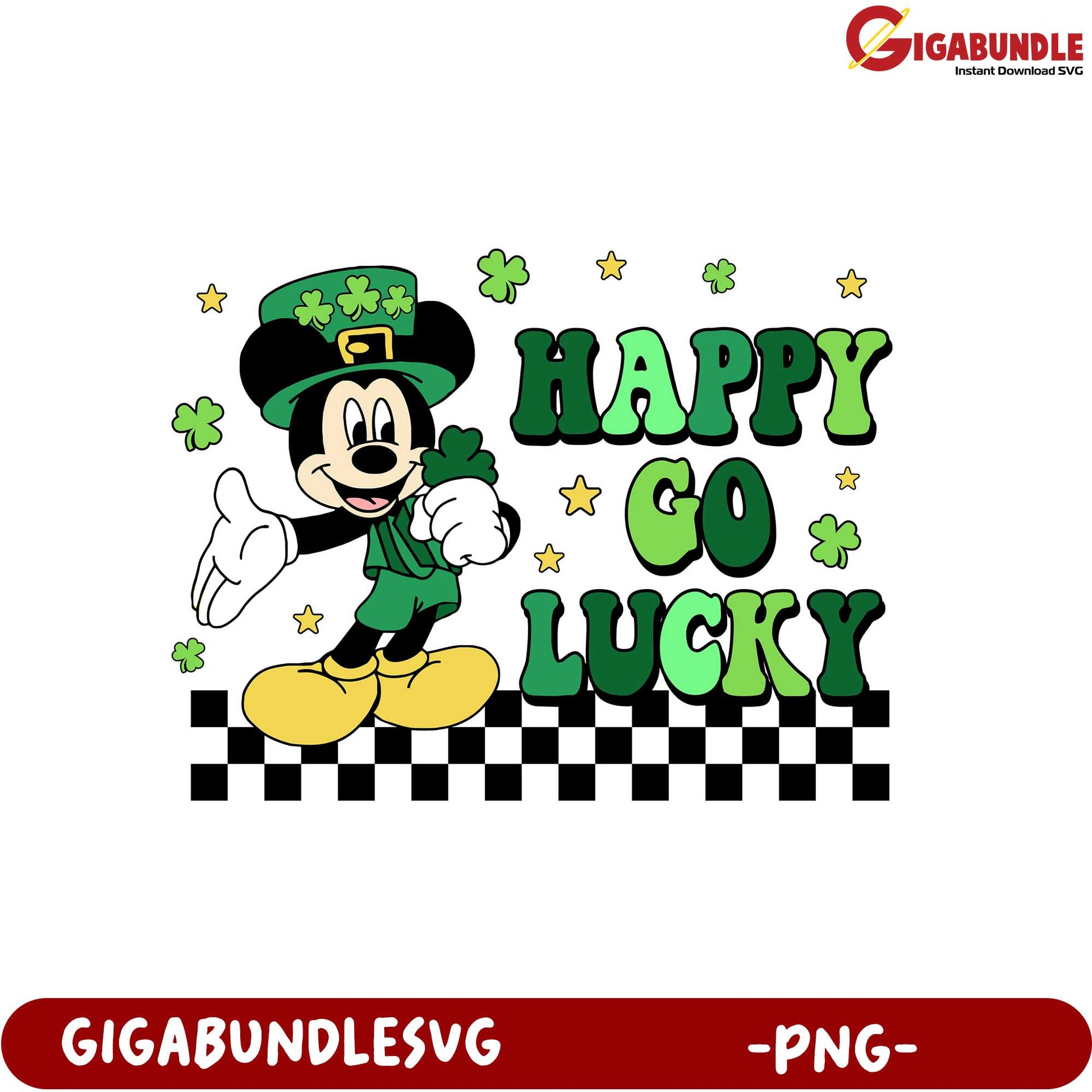 Happy Go Lucky Mickey Mouse PNG for St. Patrick's Day Decor