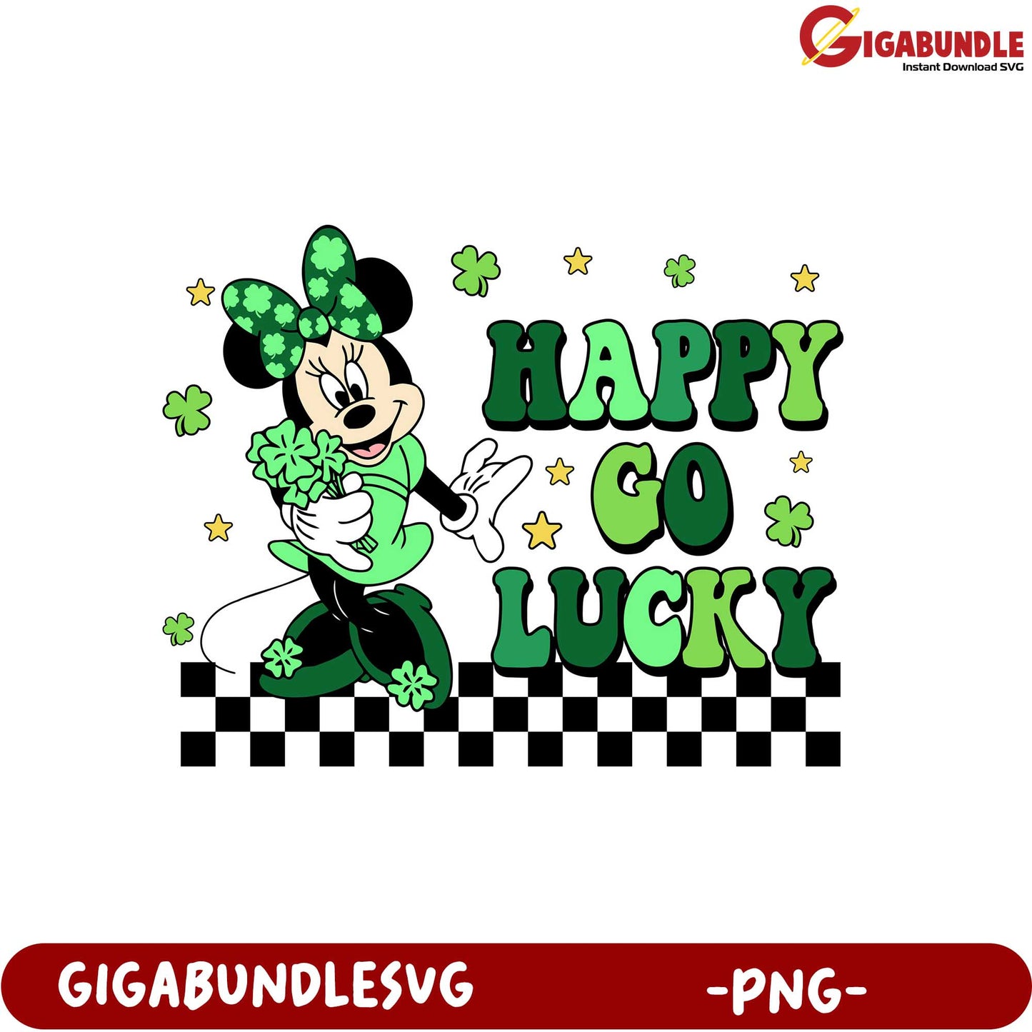 Happy Go Lucky St. Patrick's Day Minnie Mouse PNG Design