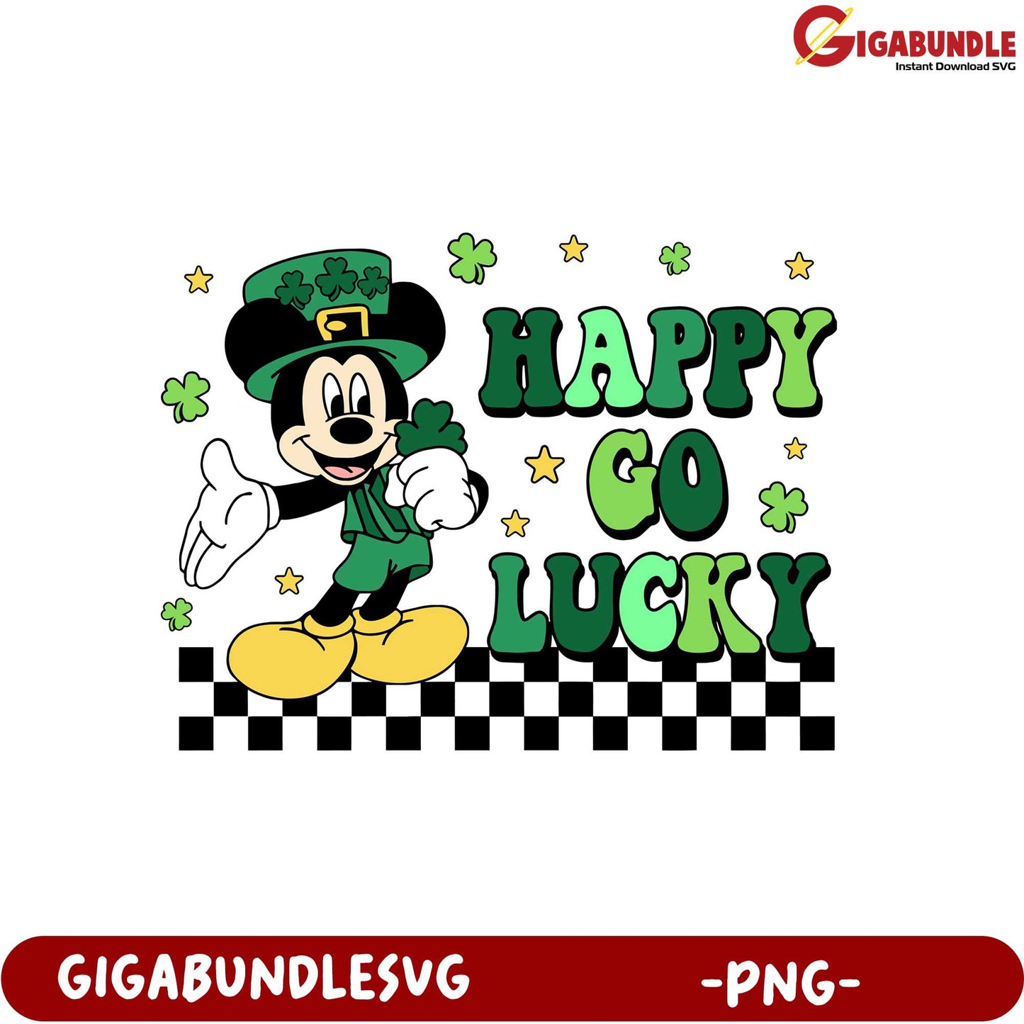 Happy Go Lucky St. Patrick’s Day PNG with Mickey Mouse Design