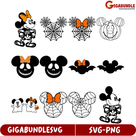 Happy Halloween SVG Bundle Mickey & Friends Skeleton Designs