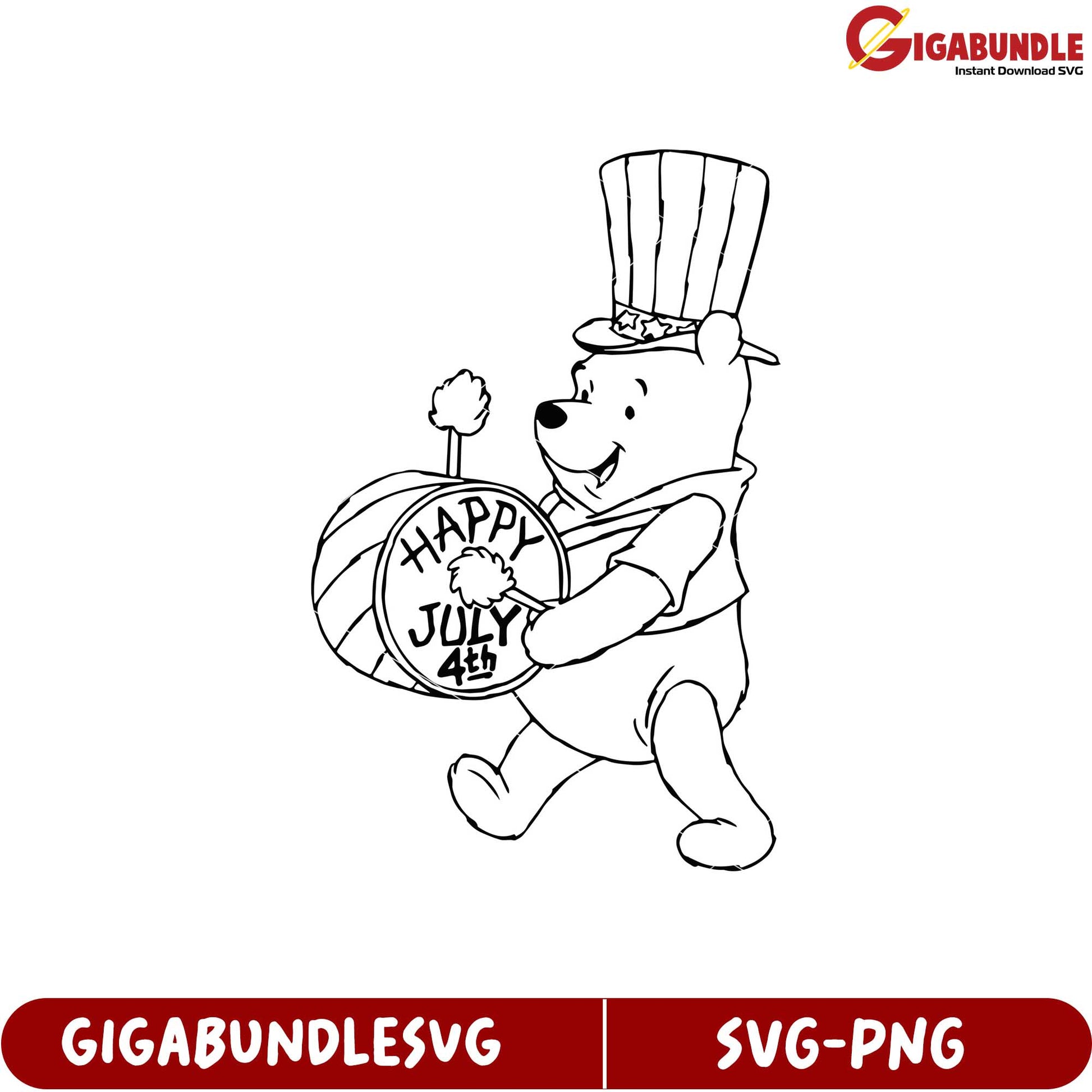 Happy July 4th Bear Playing Drum SVG Product for Celebrations