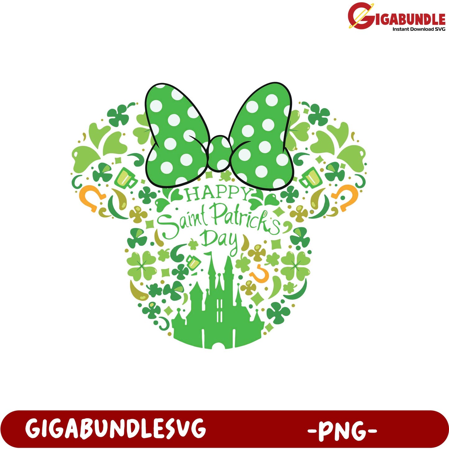 Happy Saint Patrick's Day Mickey Mouse PNG Design for Crafts