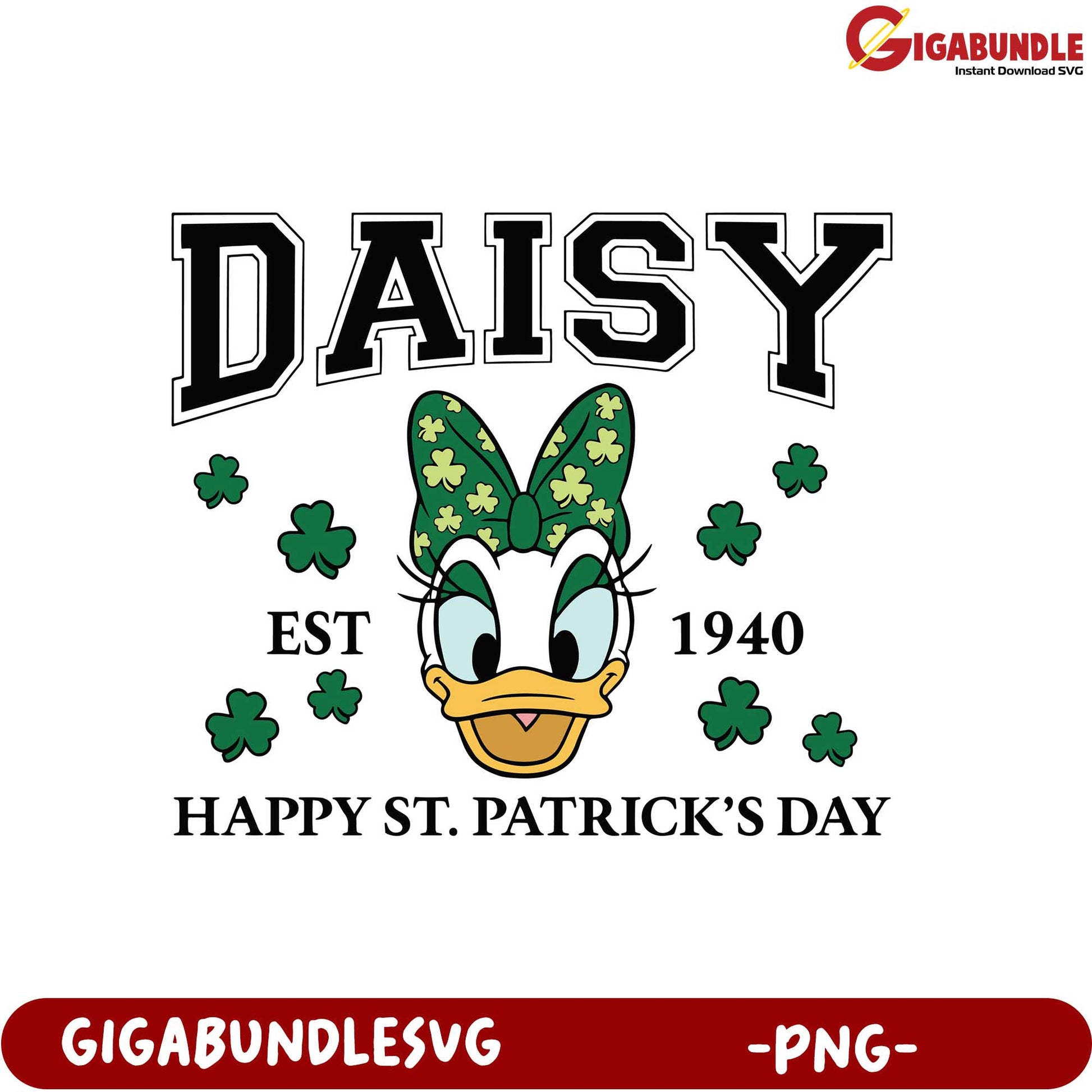 Happy St. Patrick's Day Daisy Duck PNG Graphic - Vintage Charm