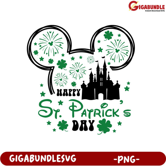 Happy St. Patrick's Day Mickey Mouse Castle PNG Design