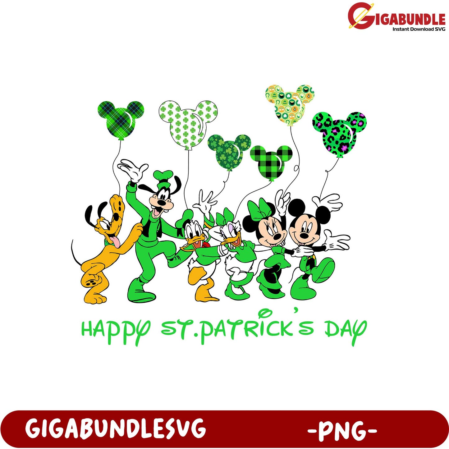 Happy St. Patrick's Day Mickey Mouse Friends PNG Download