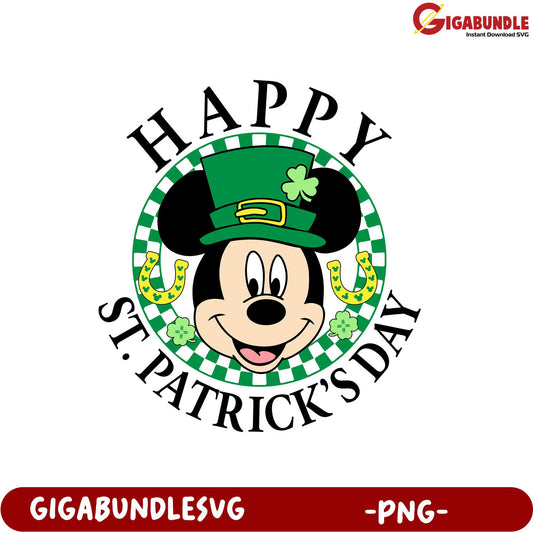 Happy St. Patrick's Day Mickey Mouse PNG Design for Celebrations