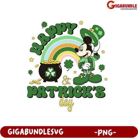 Happy St. Patrick's Day Mickey Mouse PNG Graphic Design