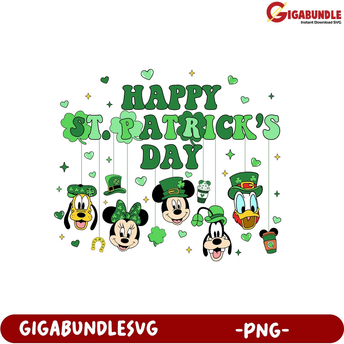 Happy St. Patrick's Day PNG - Disney Characters Celebration Art