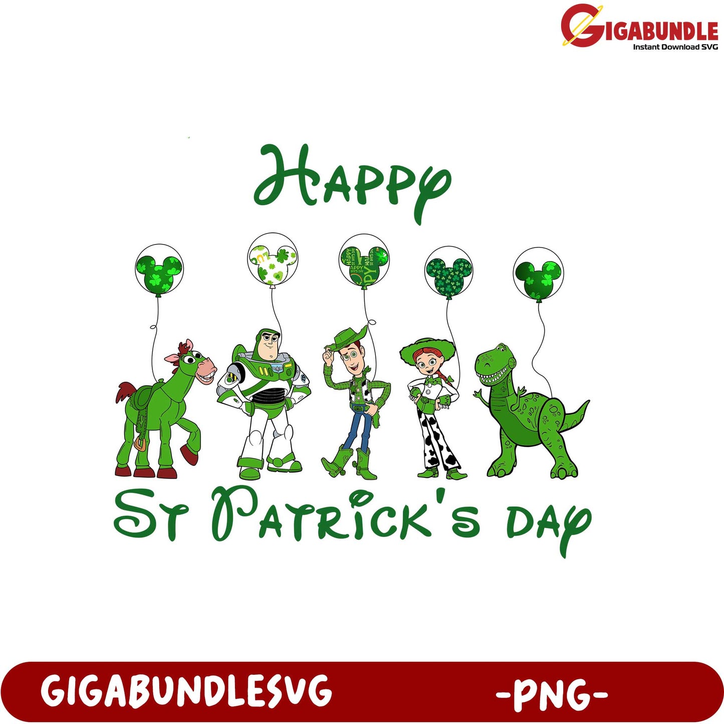 Happy St. Patrick's Day PNG - Fun Character Balloons Design