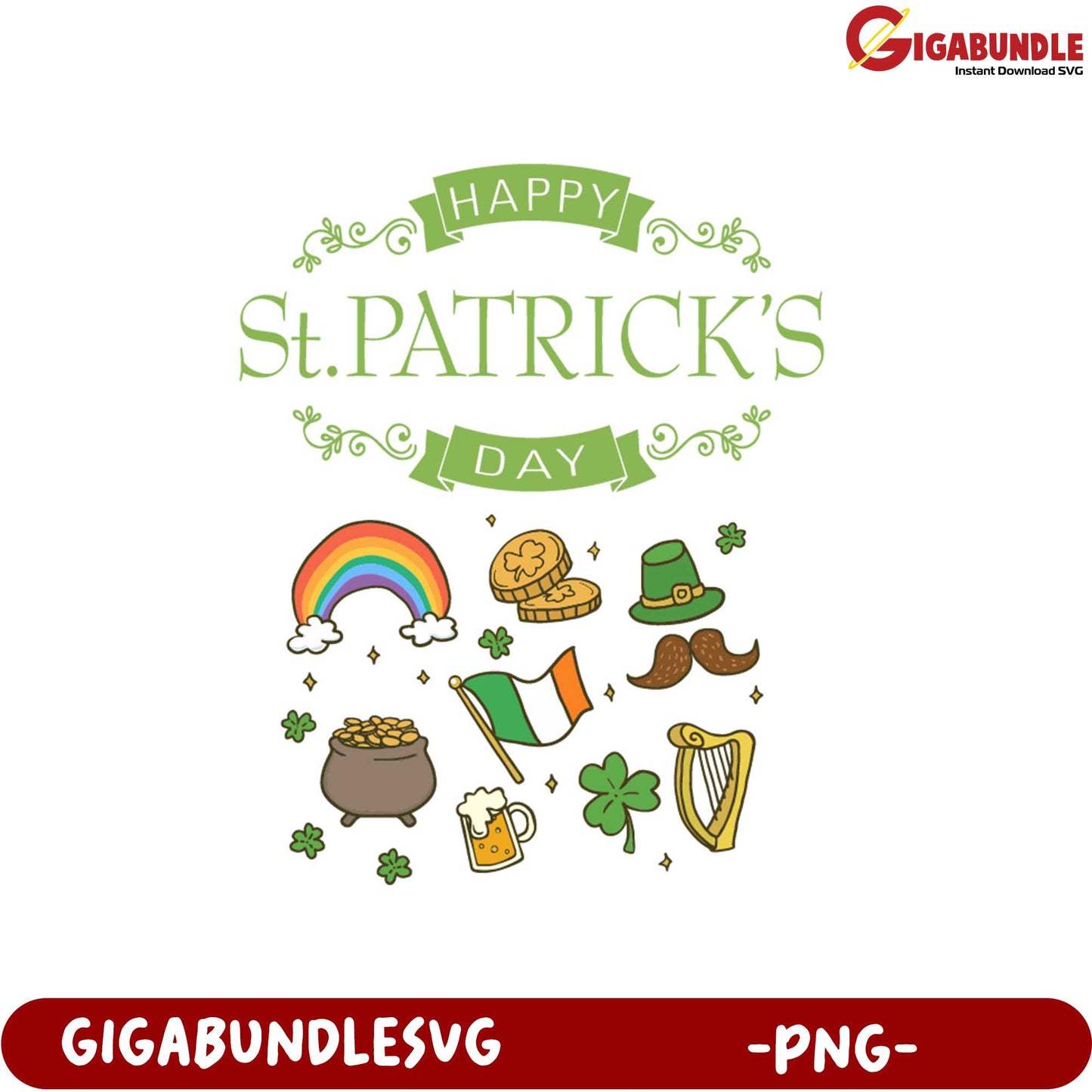 Happy St. Patrick's Day PNG Clipart for Festive Designs