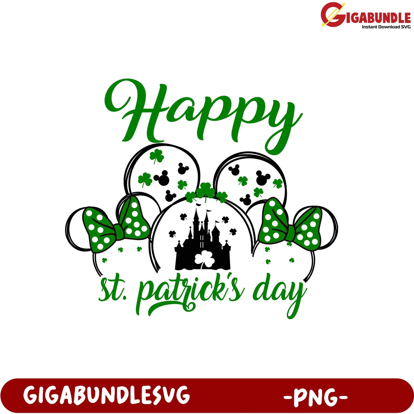 Happy St. Patrick's Day PNG Design with Disney Elements