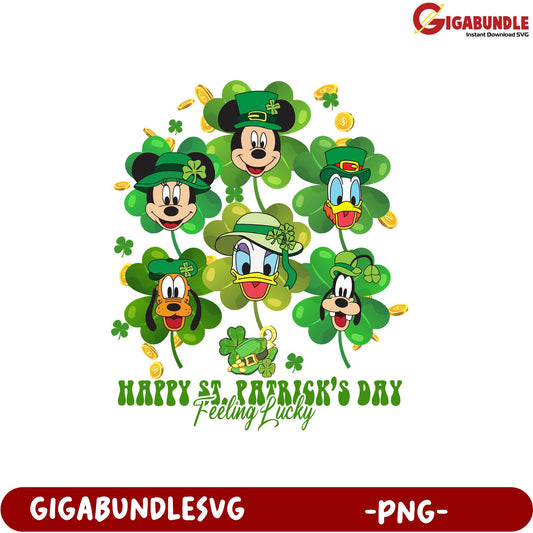 Happy St. Patrick's Day PNG Design with Fun Disney Characters