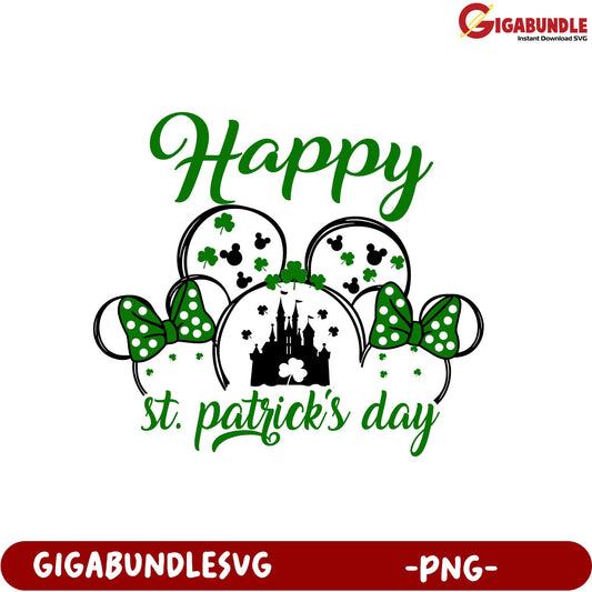 Happy St. Patrick's Day PNG Design with Mickey Mouse Ears