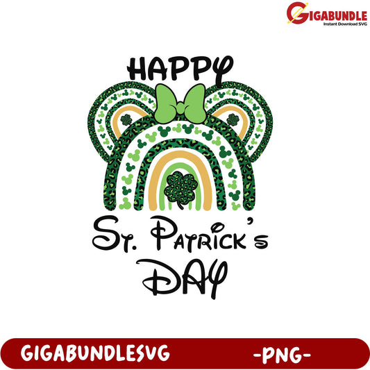 Happy St. Patrick's Day PNG Design with Rainbow and Clover