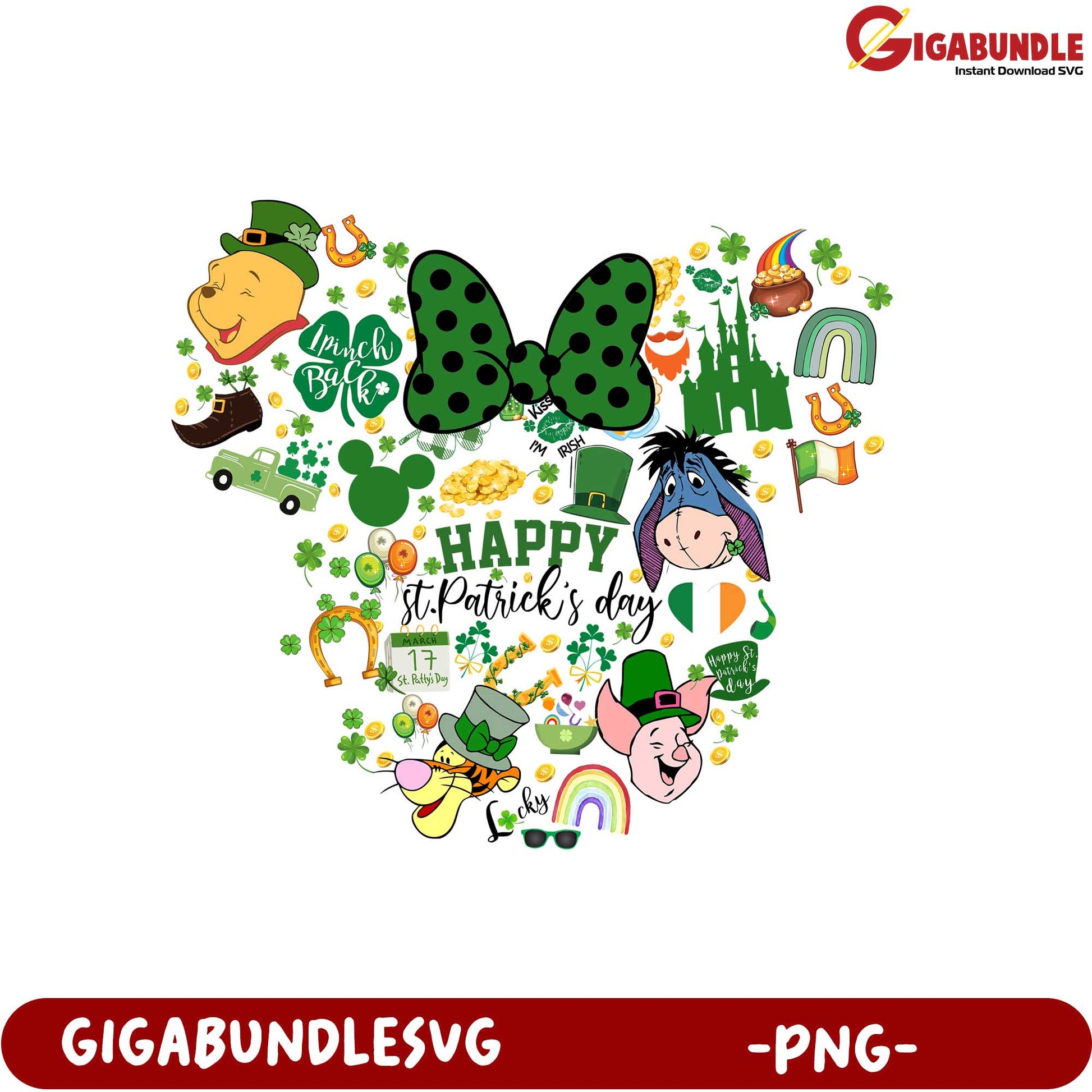 Happy St. Patrick's Day PNG with Fun Disney Characters & Icons