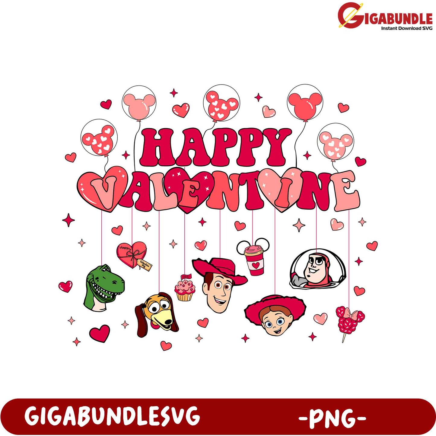 Happy Valentine’s Day PNG Design with Fun Cartoon Characters