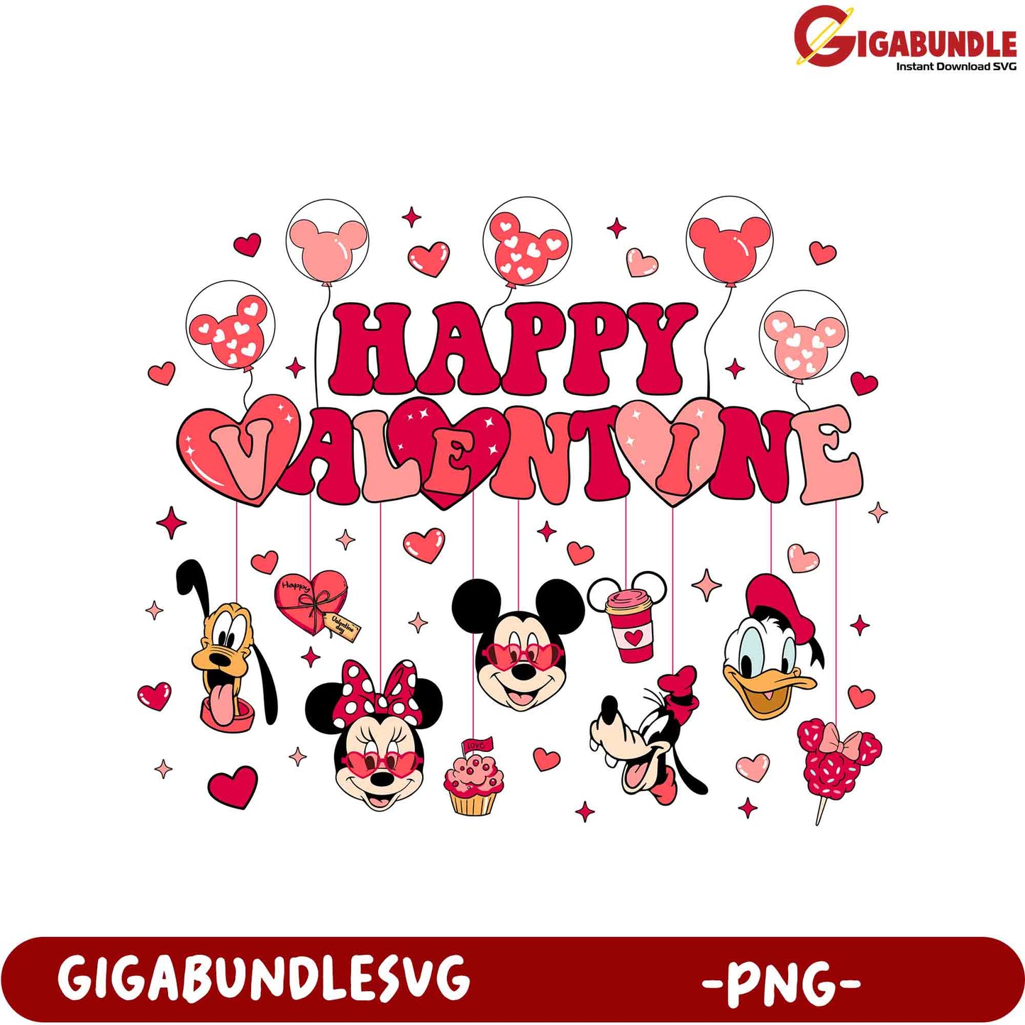 Happy Valentine’s Day PNG Design with Mickey and Friends - Cute Art