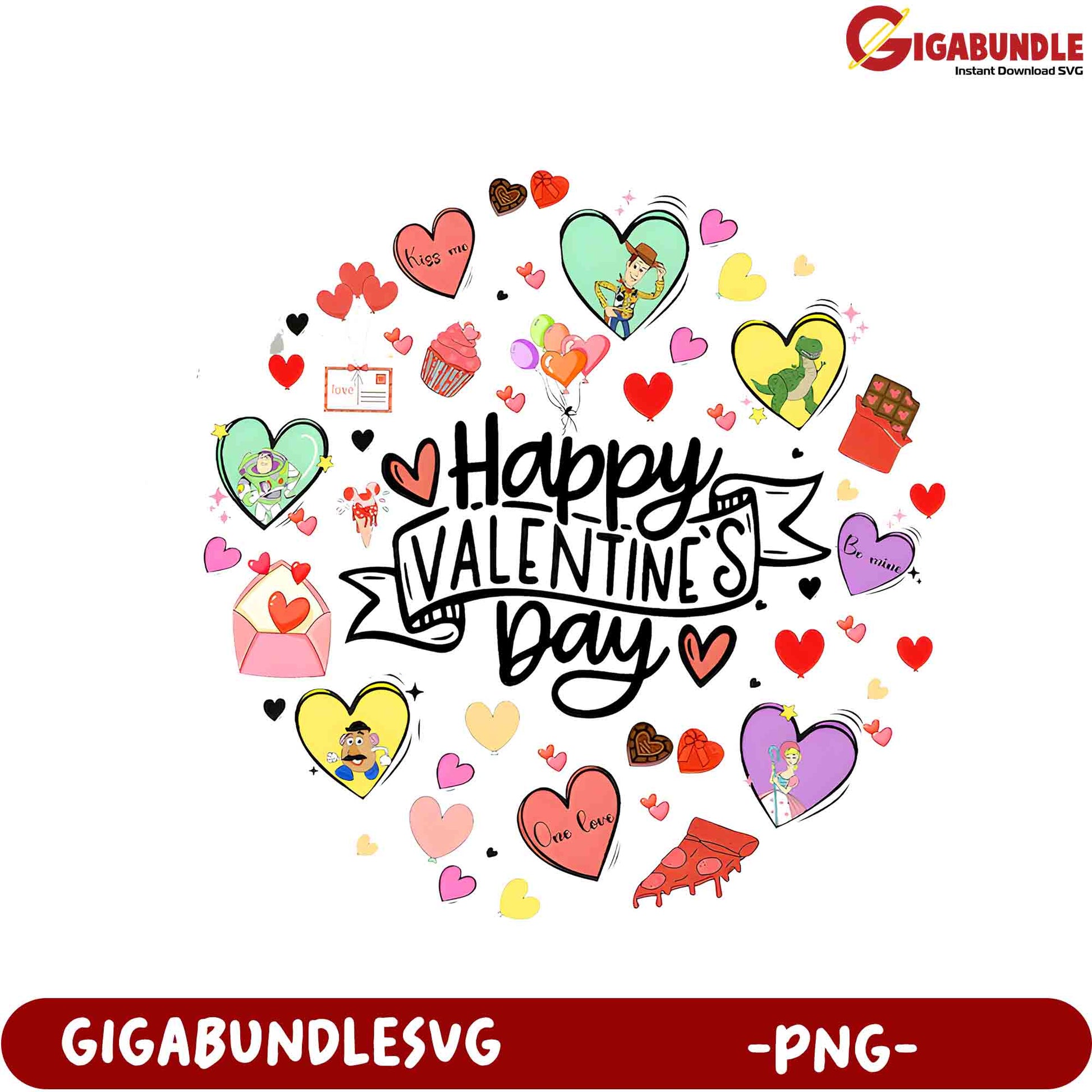 Happy Valentine's Day PNG Graphic - Cute Heart and Love Icons Design