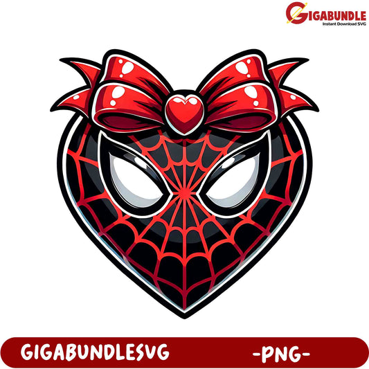 Heart-Shaped Spider Icon with Bow  PNG Download for Crafting Fun