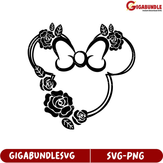 Heart Shaped Floral Bow Design SVG for Creative Projects and Crafts