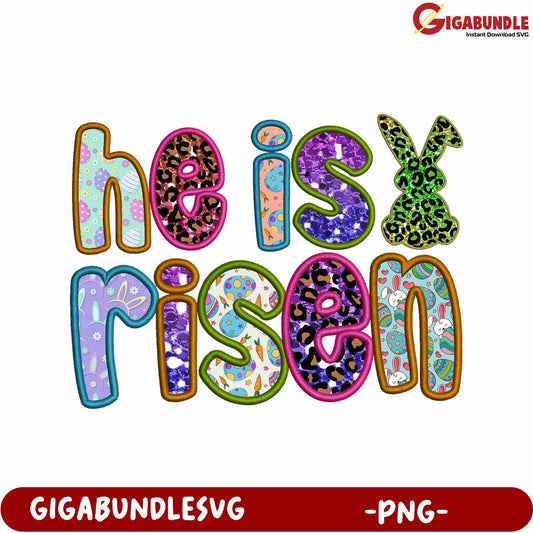 He is Risen Colorful Bunny Design - PNG for Craft Projects