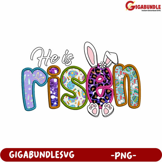 He is Risen Easter Bunny PNG Design for Spring Celebrations