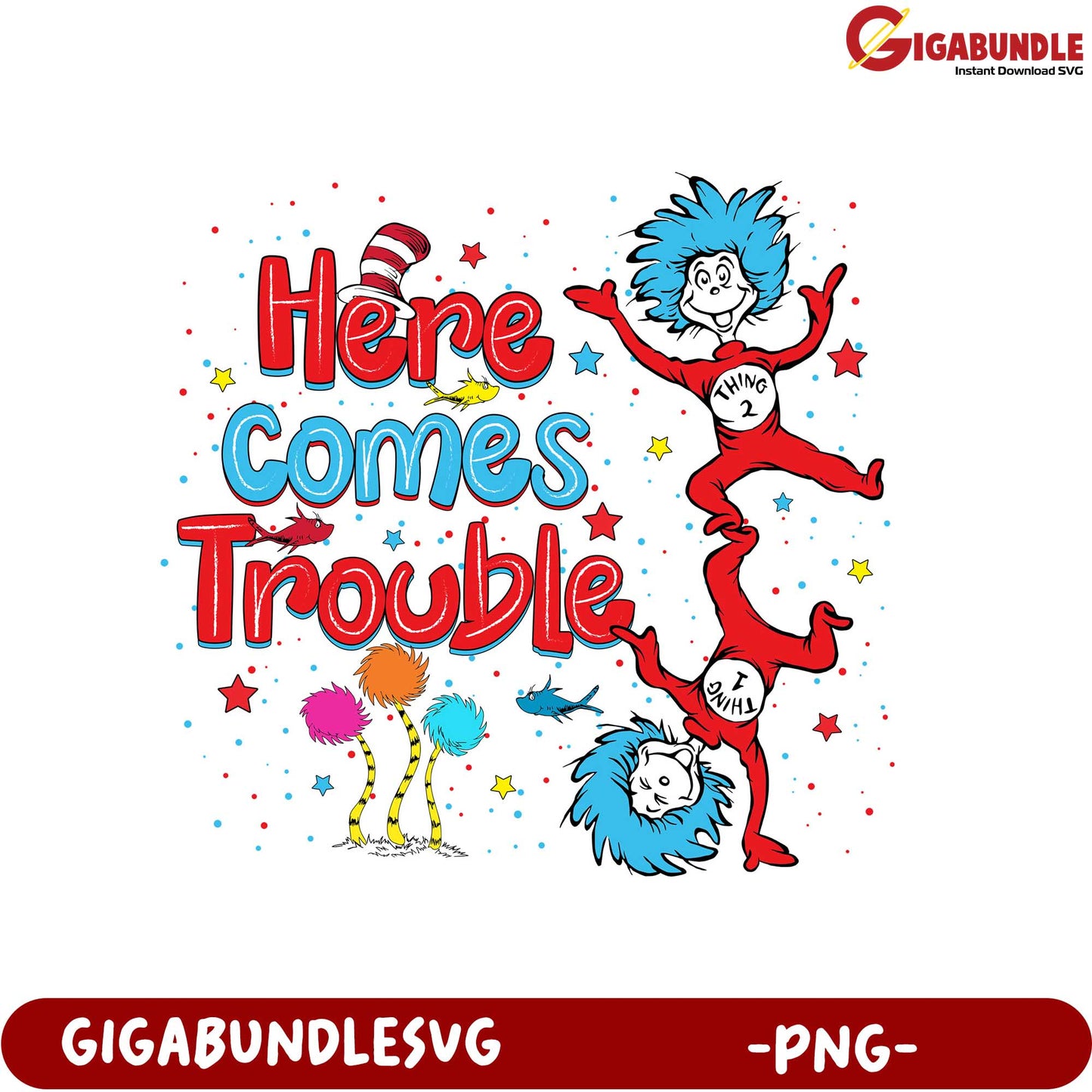 Here Comes Trouble Fun PNG Design for Kids' Products