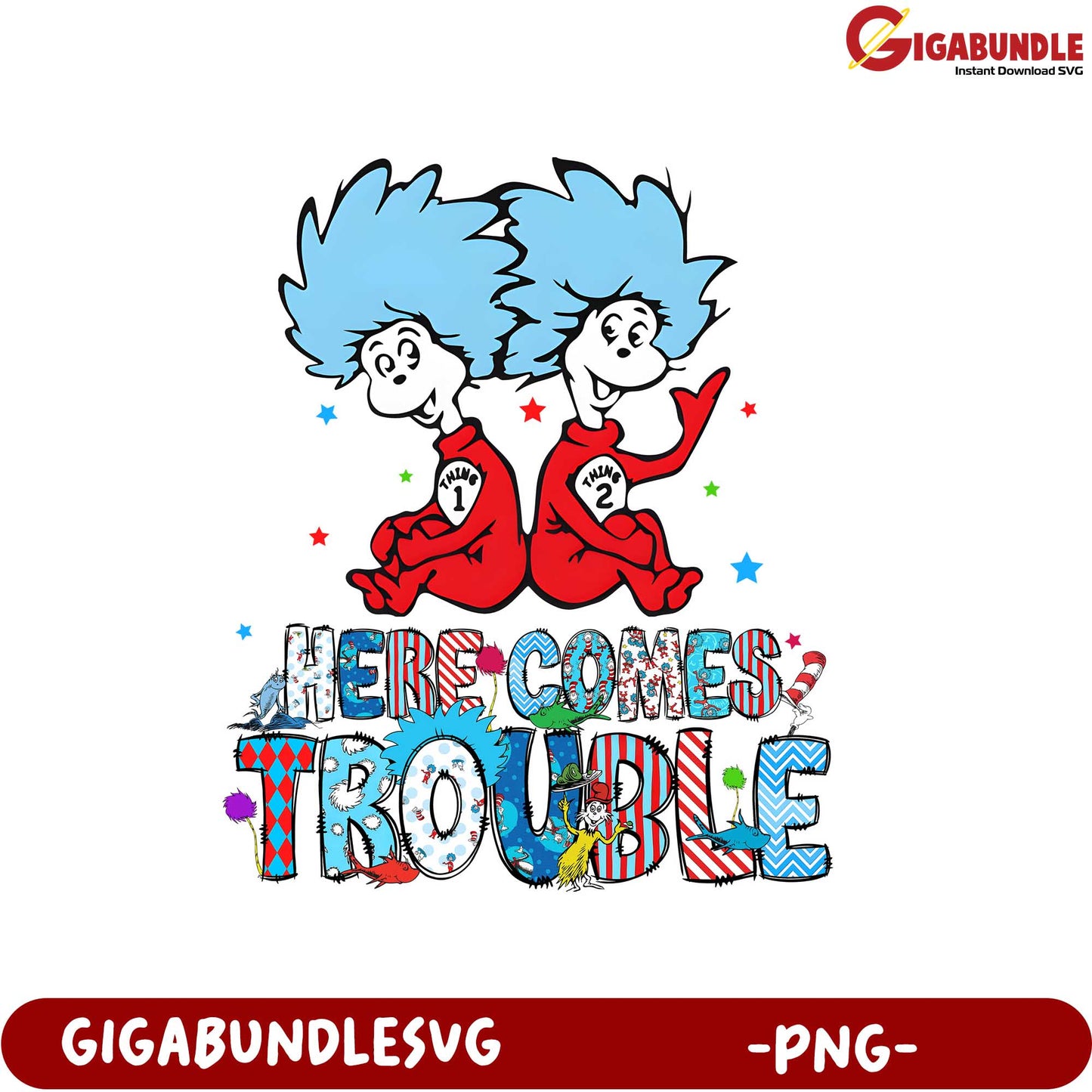 Here Comes Trouble – Fun Dr. Seuss PNG Clipart Design