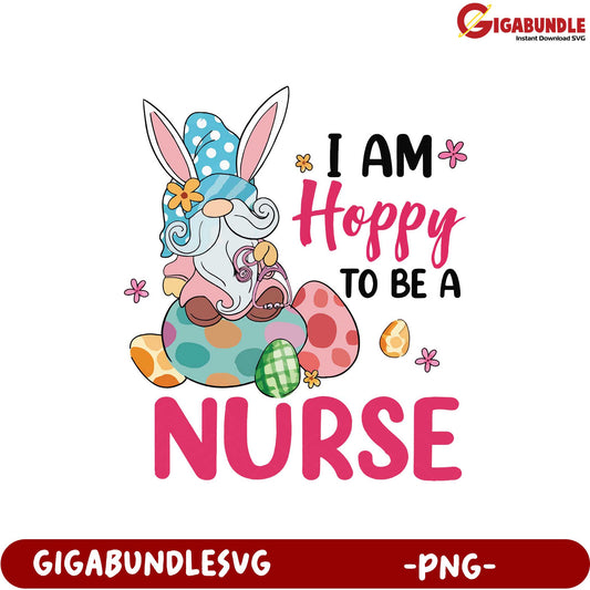 Hoppy to Be a Nurse Cute Bunny PNG Design for Nurses