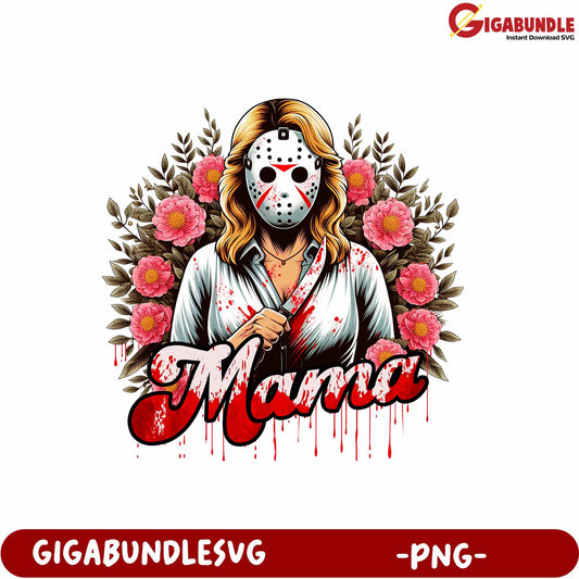 Horror Themed Floral Mama Design PNG Graphic for Unique Products