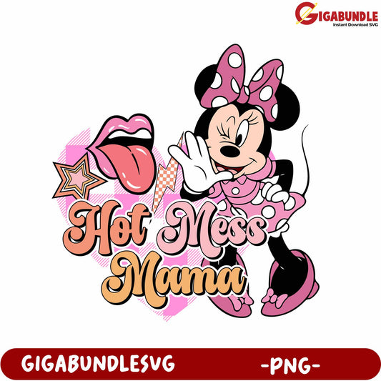 Hot Mess Mama Minnie Mouse Fun PNG Design for Creative Projects