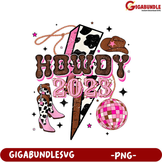 Howdy 2023 PNG Design – Trendy Western-Inspired Graphic Art