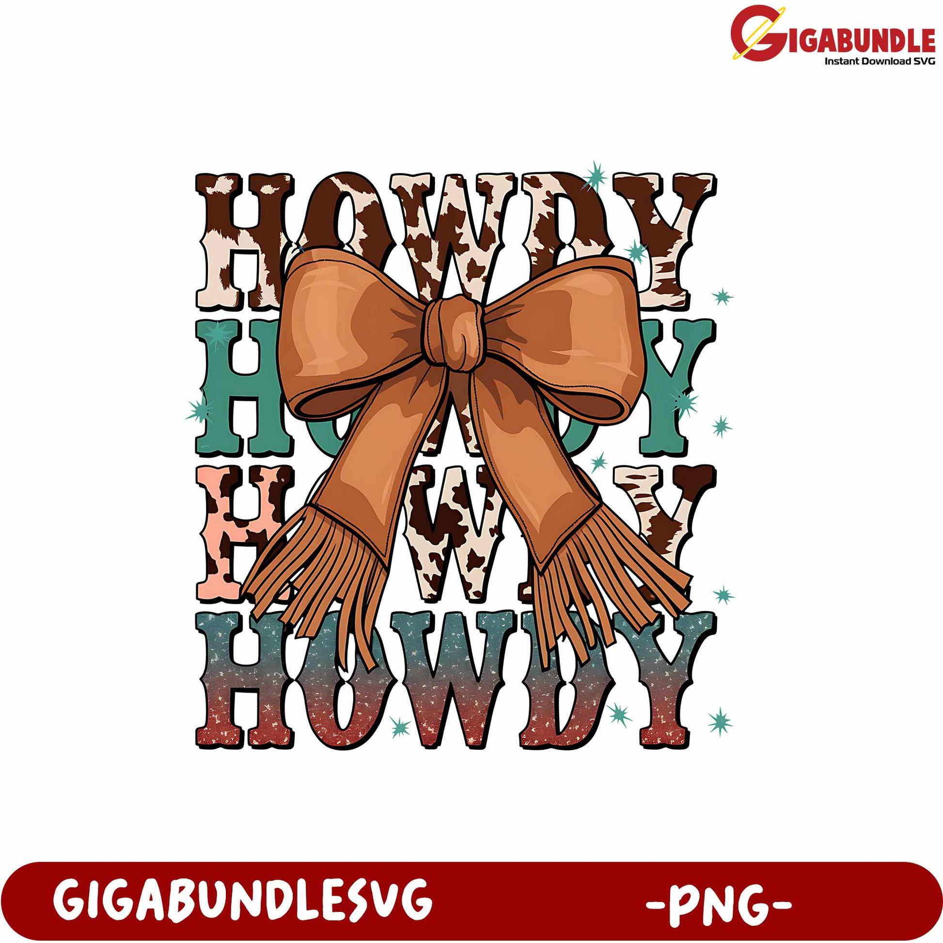 Howdy Design with Bow Graphic for Crafts and Personalization PNG