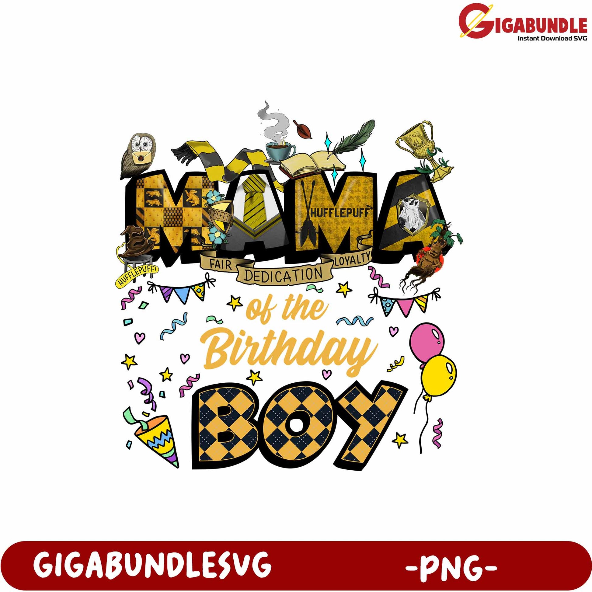 Hufflepuff Mama Birthday Boy Graphic for Celebration PNG Download