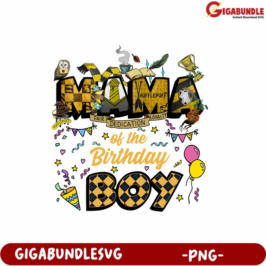 Hufflepuff Mama Birthday Boy Graphic for Celebration PNG Download