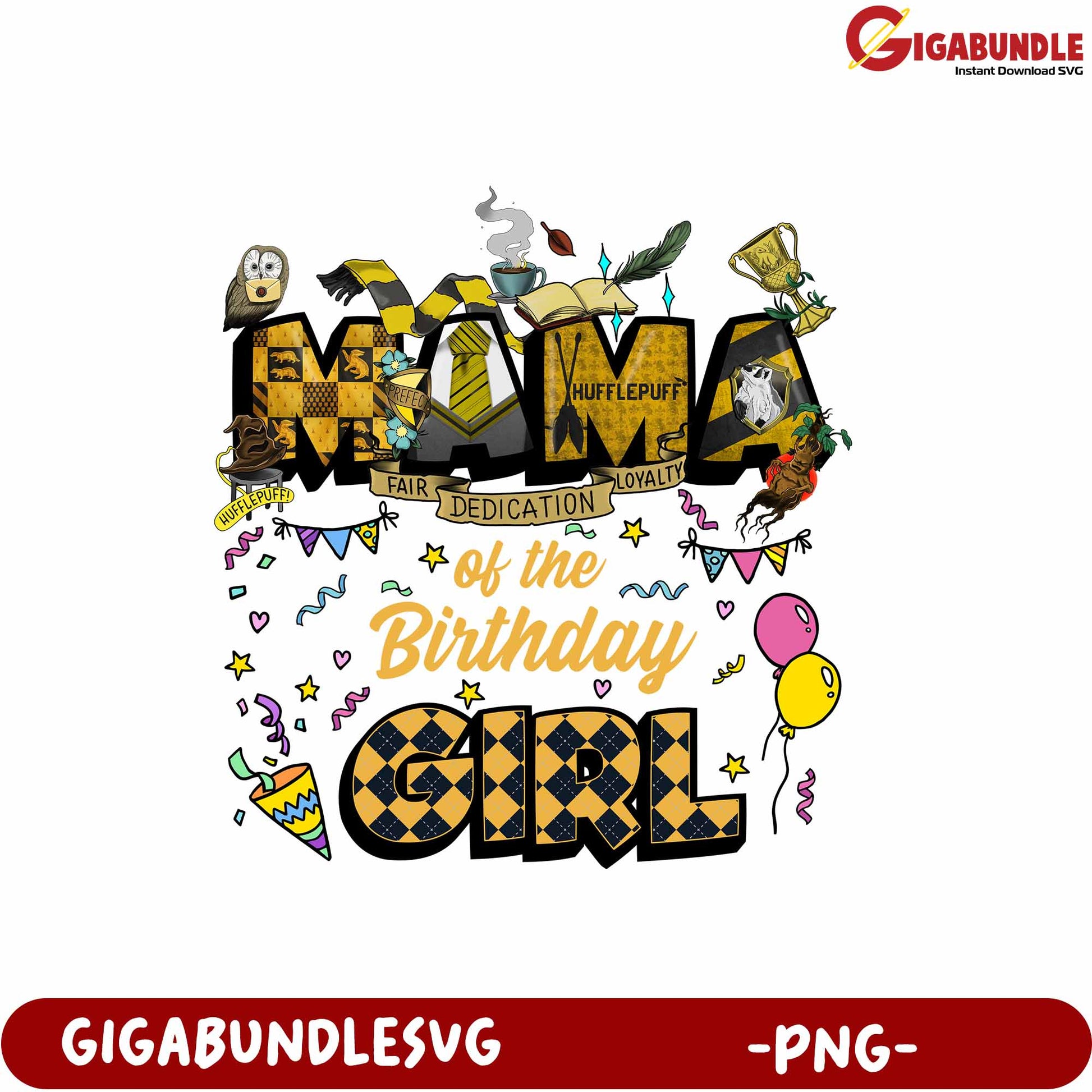 Hufflepuff Mama Birthday Girl Gift PNG Fun Design for Celebrations