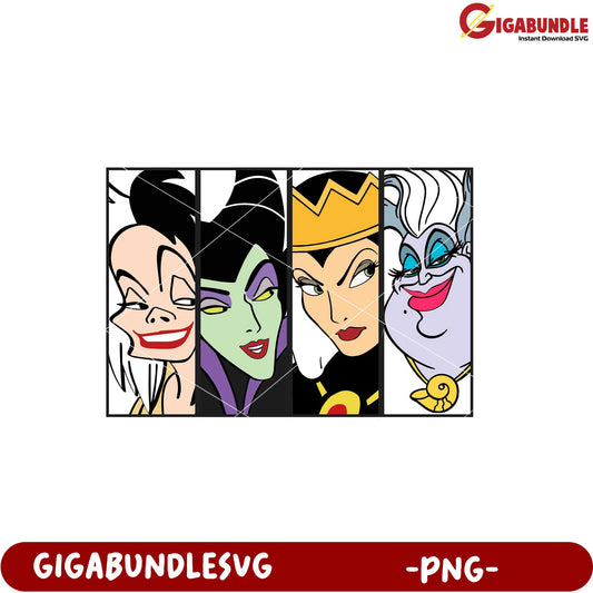 Iconic Cartoon Villains Collection PNG Graphic Design