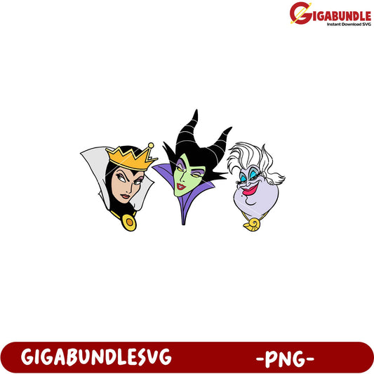 Iconic Disney Villains PNG Graphic for Fans and Crafters