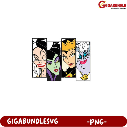 Iconic Villains Portrait in Colorful PNG Format Design