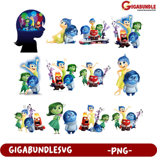 Inside Out Characters Bundle - PNG Format for Instant Download