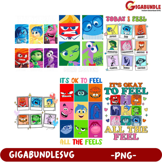 Inside Out Emotions Bundle - Colorful PNG Graphics & Designs