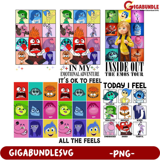 Inside Out PNG Bundle Emotional Adventure Character Designs
