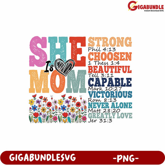 Inspirational Mom Design PNG with Strong Messages and Colors