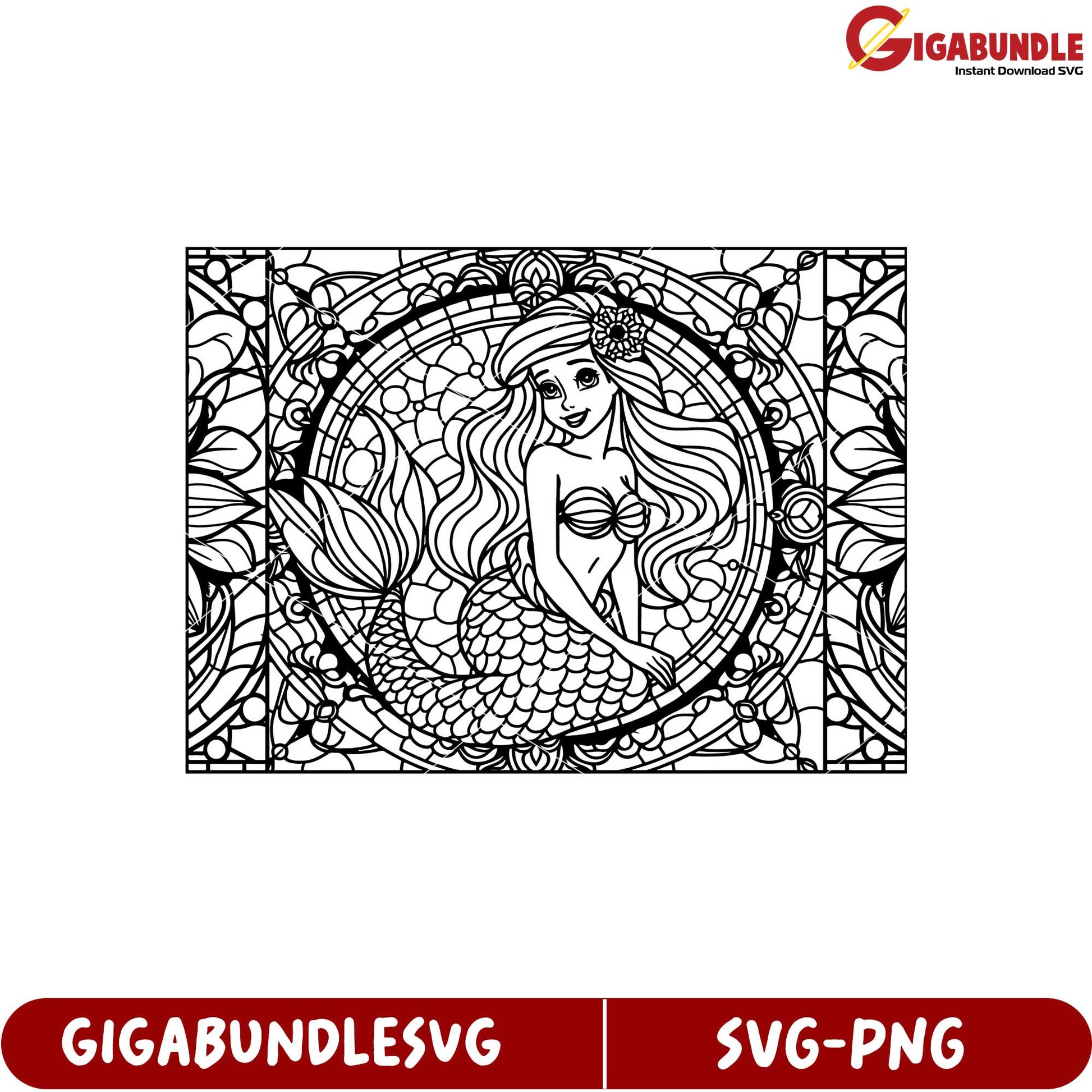 Intricate Mermaid Coloring Page SVG Design for Creative Projects
