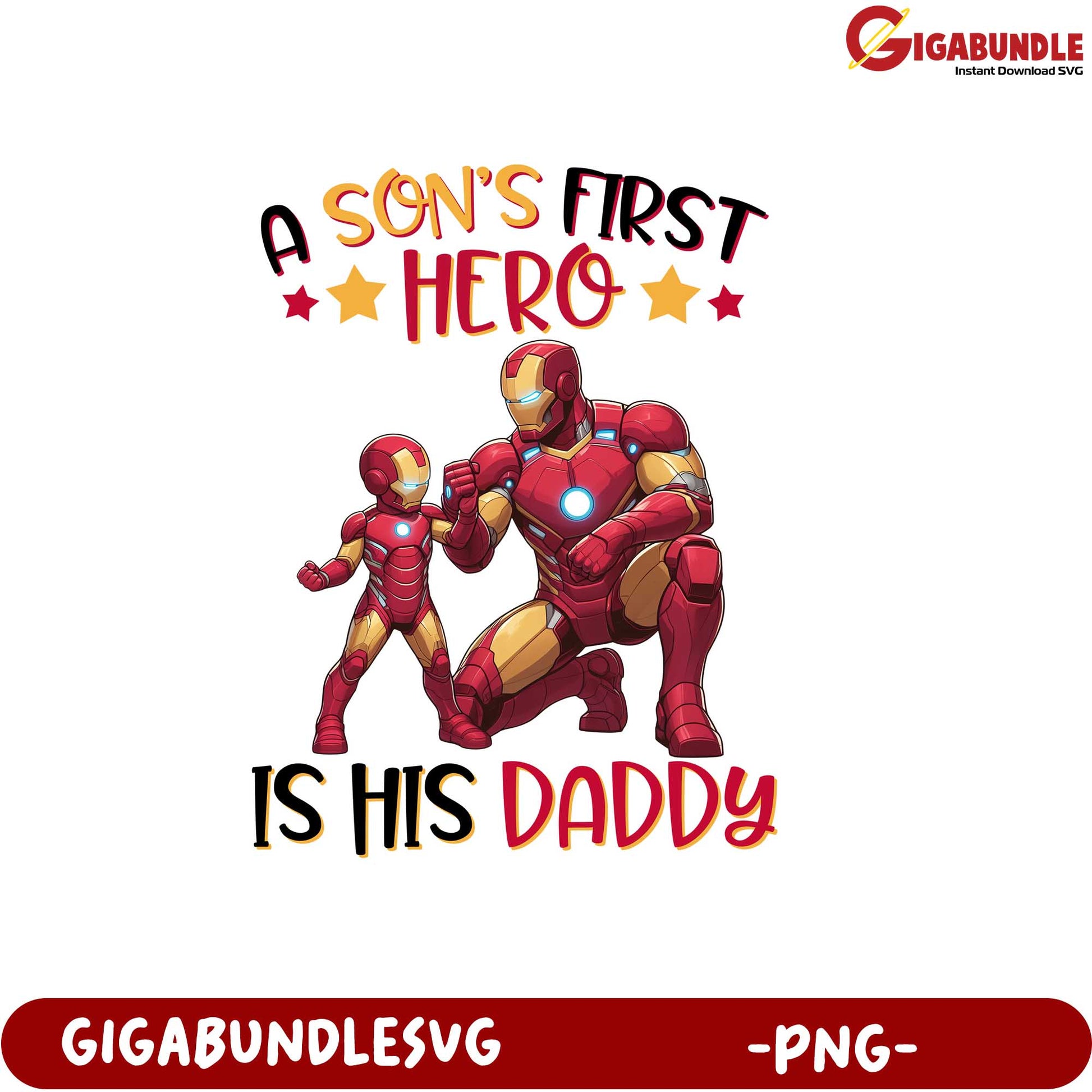 Iron Man Father Son Hero Design for PNG Product Download